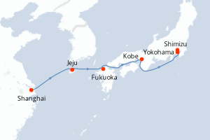 Carte itinéraire croisière - 8 jours au départ de Shanghai - Asie