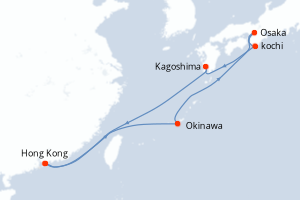Carte itinéraire croisière - 9 jours au départ de Hong Kong - Asie
