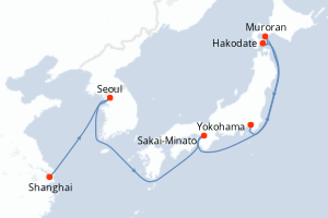 Carte itinéraire croisière  - 10 jours au départ de Shanghai - Asie
