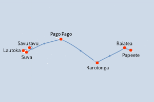 Carte itinéraire croisière - 10 jours au départ de Papeete - Australie Nouvelle Zélande