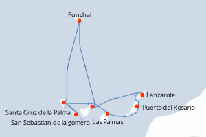 Carte itinéraire croisière - 10 jours au départ de Las Palmas - Iles Canaries