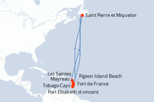 Carte itinéraire croisière - 7 jours au départ de Fort de France - Caraïbes Bahamas