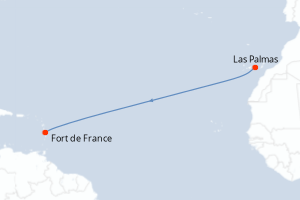 Carte itinéraire croisière - 10 jours au départ de Las Palmas - Caraïbes Bahamas