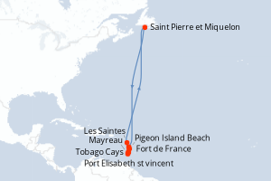 Carte itinéraire croisière - 7 jours au départ de Fort de France - Caraïbes Bahamas