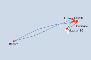 Carte itinéraire croisière - 8 jours au départ de Victoria - SC - Seychelles