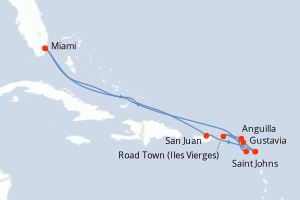Carte itinéraire croisière  - 11 jours au départ de Miami - Caraïbes Bahamas