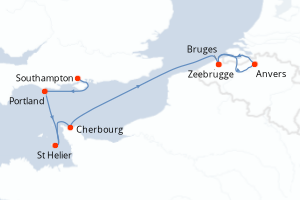 Carte itinéraire croisière - 7 jours au départ de Southampton - Europe du Nord