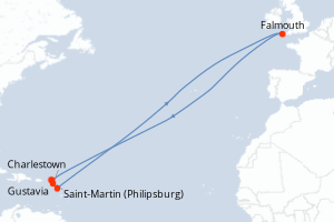 Carte itinéraire croisière - 5 jours au départ de Saint-Martin (Philipsburg) - Caraïbes Bahamas