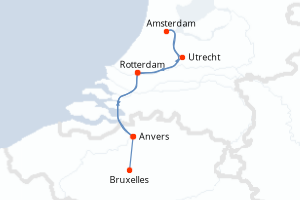 Carte itinéraire croisière - 9 jours au départ de Anvers - Europe du Nord