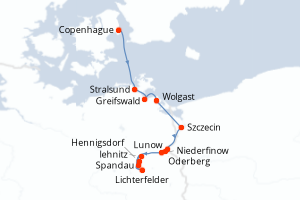 Carte itinéraire croisière - 7 jours au départ de Copenhague - Elbe
