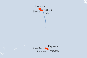 Carte itinéraire croisière - 12 jours au départ de Honolulu - Tahiti