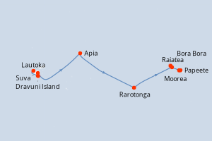 Carte itinéraire croisière - 12 jours au départ de Lautoka - Tahiti