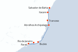 Carte itinéraire croisière - 7 jours au départ de Salvador de Bahia - Amérique du Sud