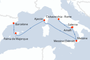 Carte itinéraire croisière - 7 jours au départ de Barcelone - Méditerranée