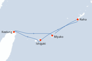 Carte itinéraire croisière - 5 jours au départ de Naha - Asie