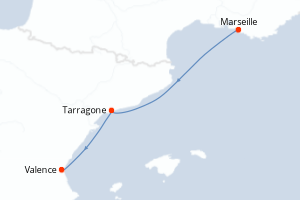 Carte itinéraire croisière - 2 jours au départ de Marseille - Méditerranée
