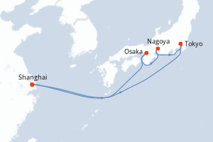 Carte itinéraire croisière  - 8 jours au départ de Shanghai - Asie