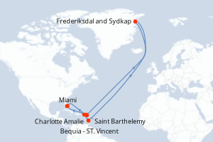 Carte itinéraire croisière - 10 jours au départ de Miami - Caraïbes Bahamas