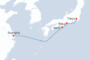 Carte itinéraire croisière - 4 jours au départ de Tokyo - Asie