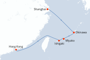Carte itinéraire croisière - 7 jours au départ de Shanghai - Asie