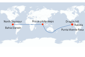 Carte itinéraire croisière - 8 jours au départ de North Seymour - Amérique du Sud