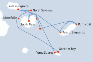 Carte itinéraire croisière - 6 jours au départ de North Seymour - Amérique du Sud