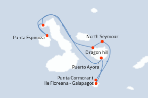 Carte itinéraire croisière - 4 jours au départ de North Seymour - Amérique du Sud