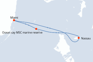 Carte itinéraire croisière - 7 jours au départ de Miami - Caraïbes Bahamas
