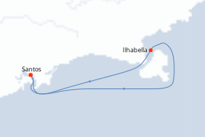 Carte itinéraire croisière - 3 jours au départ de Santos - Brésil