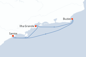 Carte itinéraire croisière - 4 jours au départ de Santos - Brésil