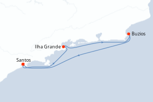 Carte itinéraire croisière - 4 jours au départ de Santos - Brésil