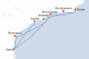 Carte itinéraire croisière - 8 jours au départ de Itajai - Brésil