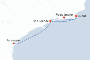 Carte itinéraire croisière - 4 jours au départ de Rio de Janeiro - Brésil