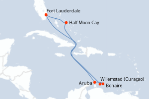 Carte itinéraire croisière - 9 jours au départ de Fort Lauderdale - Caraïbes Bahamas