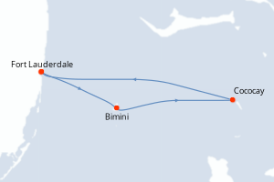 Carte itinéraire croisière  - 3 jours au départ de Fort Lauderdale - Caraïbes Bahamas