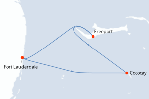Carte itinéraire croisière - 3 jours au départ de Fort Lauderdale - Caraïbes Bahamas