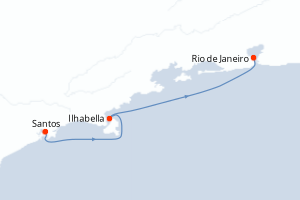 Carte itinéraire croisière - 2 jours au départ de Santos - Amérique du Sud