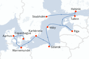 Carte itinéraire croisière - 11 jours au départ de Stockholm - Europe du Nord