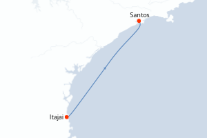 Carte itinéraire croisière - 1 jours au départ de Itajai - Brésil