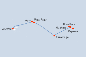 Carte itinéraire croisière - 11 jours au départ de Papeete - Australie Nouvelle Zélande