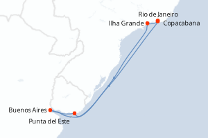 Carte itinéraire croisière - 8 jours au départ de Copacabana - Amérique du Sud