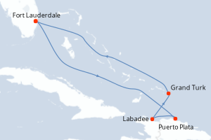 Carte itinéraire croisière  - 6 jours au départ de Fort Lauderdale - Caraïbes Bahamas
