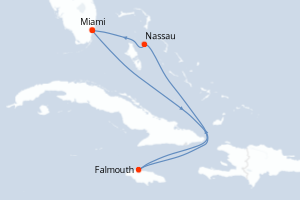 Carte itinéraire croisière - 5 jours au départ de Miami - Caraïbes Bahamas