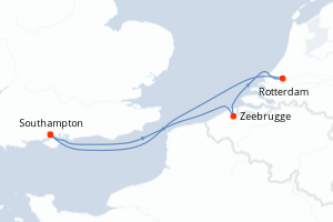 Carte itinéraire croisière - 5 jours au départ de Southampton - Europe du Nord