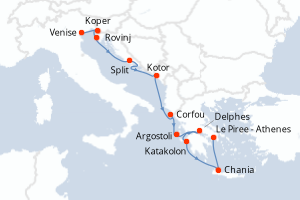 Carte itinéraire croisière - 10 jours au départ de Venise - Méditerranée