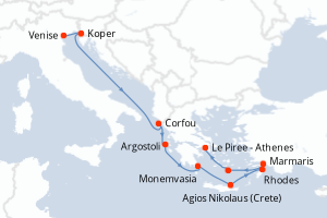 Carte itinéraire croisière - 10 jours au départ de Venise - Méditerranée