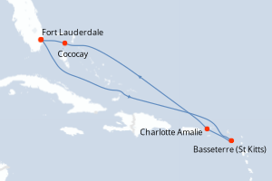 Carte itinéraire croisière - 7 jours au départ de Fort Lauderdale - Caraïbes Bahamas