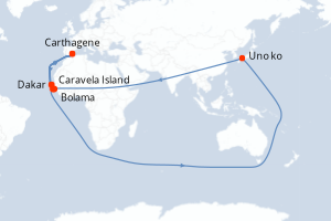 Carte itinéraire croisière - 8 jours au départ de Dakar - Ouest Africain