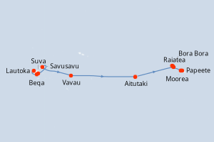 Carte itinéraire croisière - 13 jours au départ de Lautoka - Tahiti
