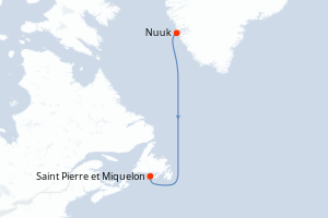 Carte itinéraire croisière - 5 jours au départ de Nuuk - Canada Bermudes